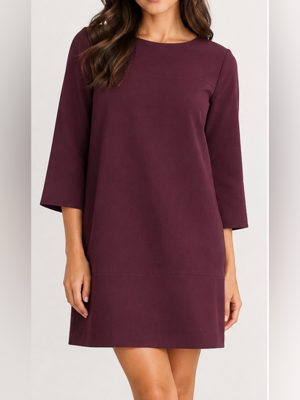 LOFT Royal Purple Shift Dress with Three-Quarter Sleeves Sz 4